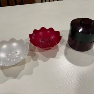 Tupperware bowls and candy dishes